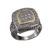 Designer Inspired Square Two-Tone Pave Ring Designer Inspired Square Two-Tone Pave Ring