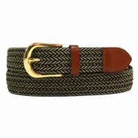 Black & Beige Braided Elastic Stretch Leather Tipped Belt Black & Beige Braided Elastic Stretch Leather Tipped Belt