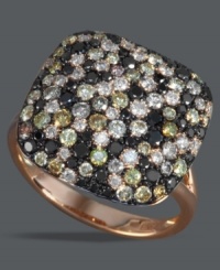 A confetti-inspired array of color. EFFY Collection's stunning square-shaped ring is decorated with round-cut white diamonds (1-5/8 ct. t.w.), champagne diamonds (7/8 ct. t.w.) and black diamonds (1/2 ct. t.w.) set in 14k rose gold. A confetti-inspired array of color. EFFY Collection's stunning square-shaped ring is decorated with round-cut white diamonds (1-5/8 ct. t.w.), champagne diamonds (7/8 ct. t.w.) and black diamonds (1/2 ct. t.w.) set in 14k rose gold.