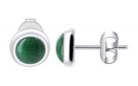 Sterling Silver 5mm Round Malachite Stud Earrings Sterling Silver 5mm Round Malachite Stud Earrings