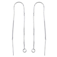 Sterling Silver Ear Threads Threaders 6 Inch Box Chain with Loop (1 Pair) Sterling Silver Ear Threads Threaders 6 Inch Box Chain with Loop (1 Pair)