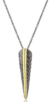 Elizabeth and James Audubon Sterling Silver and Plated 23K Gold Feather Long Pendant Necklace Elizabeth and James Audubon Sterling Silver and Plated 23K Gold Feather Long Pendant Necklace