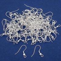 100 Silver Plated Hypo-Allergenic Earring Hooks 15mm