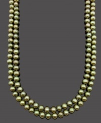 An instant style revival. Two rows of shimmering green cultured freshwater pearls (8-9 mm) add a spring-time touch to any look. Clasp crafted in sterling silver. Approximate length: 18 inches. An instant style revival. Two rows of shimmering green cultured freshwater pearls (8-9 mm) add a spring-time touch to any look. Clasp crafted in sterling silver. Approximate length: 18 inches.