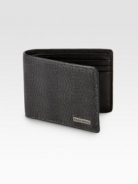 Crafted of printed calfskin and lamb leather with wave embossing.6 card slots4 open pockets1 bill compartmentHoliday gift packaging 4 X 3Imported Crafted of printed calfskin and lamb leather with wave embossing.6 card slots4 open pockets1 bill compartmentHoliday gift packaging 4 X 3Imported