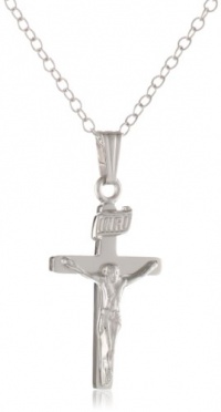 Sterling Silver Children's Polished Crucifix Cross Pendant Necklace , 15