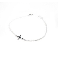 apop nyc Mini Sterling Silver Sideways Cross Bracelet 7 inch apop nyc Mini Sterling Silver Sideways Cross Bracelet 7 inch