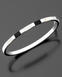 Jet-black onyx and iridescent mother of pearl are delicately inlaid for a striking look. Crafted in sterling silver by Giani Bernini. Approximate diameter: 2-1/4 inches. Jet-black onyx and iridescent mother of pearl are delicately inlaid for a striking look. Crafted in sterling silver by Giani Bernini. Approximate diameter: 2-1/4 inches.