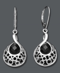 A sweet combination. The polish of a sterling silver filigree teardrop creates the perfect setting for a bold, onyx gemstone (8 mm). Approximate drop: 1-3/4 inches. A sweet combination. The polish of a sterling silver filigree teardrop creates the perfect setting for a bold, onyx gemstone (8 mm). Approximate drop: 1-3/4 inches.