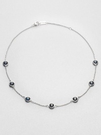 From the Rock Candy Collection. Faceted round London blue topaz stones are dotted along a delicate chain of sterling silver.London blue topazSterling silverLength, about 16-18 (adjustable)Lobster claspImported From the Rock Candy Collection. Faceted round London blue topaz stones are dotted along a delicate chain of sterling silver.London blue topazSterling silverLength, about 16-18 (adjustable)Lobster claspImported