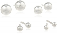 Sterling Silver 1-4mm Ball Post Earrings , Set of Four Sterling Silver 1-4mm Ball Post Earrings , Set of Four