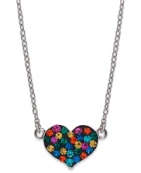 A loving glance. Unwritten's sterling silver necklace features a heart-shaped pendant adorned with multicolored crystals for a stylish touch. Approximate length: 18 inches. Approximate drop: 1/3 inch. A loving glance. Unwritten's sterling silver necklace features a heart-shaped pendant adorned with multicolored crystals for a stylish touch. Approximate length: 18 inches. Approximate drop: 1/3 inch.