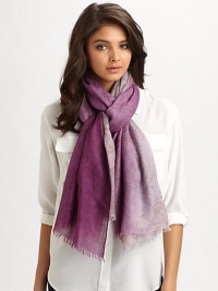 A subdued lace print and ombré design adorns a luxe silk and cashmere wrap.50% cashmere/50% silk80 X 36Dry cleanImported A subdued lace print and ombré design adorns a luxe silk and cashmere wrap.50% cashmere/50% silk80 X 36Dry cleanImported