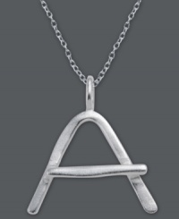 The perfect personalized gift. A polished sterling silver pendant features the letter A with a chic asymmetrical shape. Comes with a matching chain. Approximate length: 18 inches. Approximate drop: 3/4 inch. The perfect personalized gift. A polished sterling silver pendant features the letter A with a chic asymmetrical shape. Comes with a matching chain. Approximate length: 18 inches. Approximate drop: 3/4 inch.