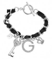 G by GUESS Women's Silver-Tone Ribbon Charm Bracelet, SILVER G by GUESS Women's Silver-Tone Ribbon Charm Bracelet, SILVER