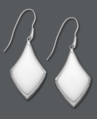 Smooth and stylish. This sleek pair of white agate earrings (21 mm x 34 mm) make a clean statement in a sterling silver setting. Approximate drop: 2-1/10 inches. Smooth and stylish. This sleek pair of white agate earrings (21 mm x 34 mm) make a clean statement in a sterling silver setting. Approximate drop: 2-1/10 inches.