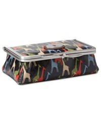 The perfect marriage of function and fabulous, this cool cosmetic case from Fossil is every it-girl's go-to accessory. The sturdy frame with secure kisslock closure keeps beauty essentials safe, while inside offers a window mirror for mistake-proof touch-ups anytime. The perfect marriage of function and fabulous, this cool cosmetic case from Fossil is every it-girl's go-to accessory. The sturdy frame with secure kisslock closure keeps beauty essentials safe, while inside offers a window mirror for mistake-proof touch-ups anytime.