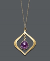 A bold twist on the traditional evil eye pendant -- Studio Silver's design boasts rich, intricate colors and a unique design. A pear-cut amethyst (6-1/2 ct. t.w.) forms the eye within a shiny 18k gold over sterling silver setting. Approximate length: 18 inches. Approximate drop: 1-1/2 inches. A bold twist on the traditional evil eye pendant -- Studio Silver's design boasts rich, intricate colors and a unique design. A pear-cut amethyst (6-1/2 ct. t.w.) forms the eye within a shiny 18k gold over sterling silver setting. Approximate length: 18 inches. Approximate drop: 1-1/2 inches.