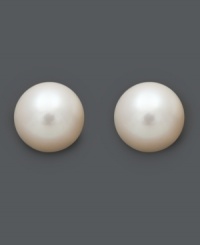 Perfect your look in an instant with Belle de Mer's sweet pair of pearl studs. A 14k white gold post setting features a cultured freshwater pearl (7-1/2-8 mm). Approximate diameter: 5/8 inch. Perfect your look in an instant with Belle de Mer's sweet pair of pearl studs. A 14k white gold post setting features a cultured freshwater pearl (7-1/2-8 mm). Approximate diameter: 5/8 inch.