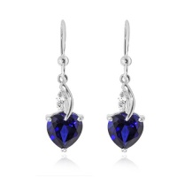 6.00 Carat Blue & White Sapphire Heart Drop Earrings 6.00 Carat Blue & White Sapphire Heart Drop Earrings