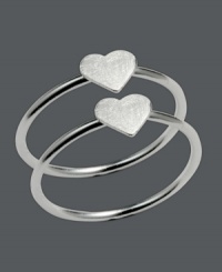 Stackable style with a hint of sweetness. These adorable heart rings by Unwritten fit neatly on top of one another and feature a polished, sterling silver setting. Sizes 7 and 8. Stackable style with a hint of sweetness. These adorable heart rings by Unwritten fit neatly on top of one another and feature a polished, sterling silver setting. Sizes 7 and 8.