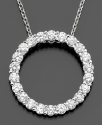 A ring of beauty. This cubic zirconia pendant (2-1/5 ct. t.w.) is crafted in sterling silver finished in platinum, by CRISLU. Approximate length: 16 inches with 2-1/2 inch extender. Approximate drop: 1 inch. A ring of beauty. This cubic zirconia pendant (2-1/5 ct. t.w.) is crafted in sterling silver finished in platinum, by CRISLU. Approximate length: 16 inches with 2-1/2 inch extender. Approximate drop: 1 inch.