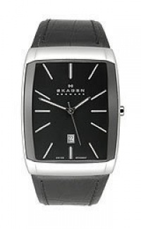 Skagen Black & Silver Tone Swiss Rectangle Men's watch #984SLBB Skagen Black & Silver Tone Swiss Rectangle Men's watch #984SLBB