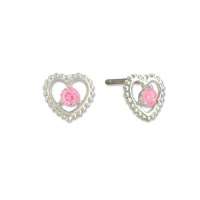 Disney Princess Sterling Silver Pink Heart Shaped Stud Earrings
