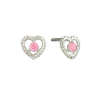 Disney Princess Sterling Silver Pink Heart Shaped Stud Earrings Disney Princess Sterling Silver Pink Heart Shaped Stud Earrings