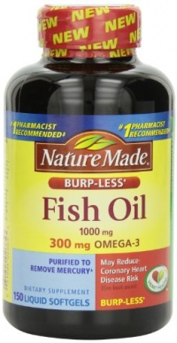 Nature Made Burp-less Fish Oil, 1000 Mg, 300 mg Omega-3, 150 Liquid Softgels Nature Made Burp-less Fish Oil, 1000 Mg, 300 mg Omega-3, 150 Liquid Softgels