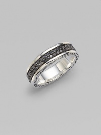 Two rows of carefully placed black pavé diamonds line the angled outer rim of a sterling silver ring. From the Pavé Diamond Collection Sterling silver Black diamonds, 1.72 tcw Imported Two rows of carefully placed black pavé diamonds line the angled outer rim of a sterling silver ring. From the Pavé Diamond Collection Sterling silver Black diamonds, 1.72 tcw Imported