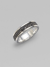 Two rows of carefully placed black pavé diamonds line the angled outer rim of a sterling silver ring. From the Pavé Diamond Collection Sterling silver Black diamonds, 1.72 tcw Imported 