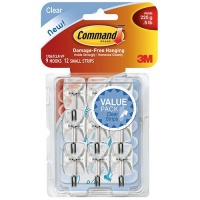 Command Mini Hooks, Clear, 18-Hook Command Mini Hooks, Clear, 18-Hook