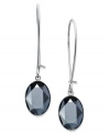 A splash of alluring color from Swarovski. A bezel-set, oval-cut Jet Hematite crystal offers a lovely backdrop on these drop earrings. Crafted in ruthenium-plated mixed metal. Approximate drop: 1-3/4 inches.