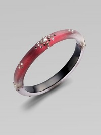 A chic, sparkling design with Swarovski crystals that is lovingly handcrafted. LuciteSwarvoski crystalsHinged magnetic closureDiameter, about 2¼Width, about ½Made in USA A chic, sparkling design with Swarovski crystals that is lovingly handcrafted. LuciteSwarvoski crystalsHinged magnetic closureDiameter, about 2¼Width, about ½Made in USA