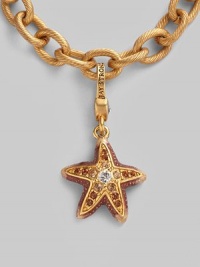 A beautifully detailed, marine-inspired charm is handcrafted and enameled in antique goldplated pewter with handset Swarovski crystals. Bracelet sold separately 1W X 1¾H Made in USA A beautifully detailed, marine-inspired charm is handcrafted and enameled in antique goldplated pewter with handset Swarovski crystals. Bracelet sold separately 1W X 1¾H Made in USA