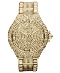 Hold the spotlight with this heavily embellished Camille collection watch from Michael Kors. Hold the spotlight with this heavily embellished Camille collection watch from Michael Kors.