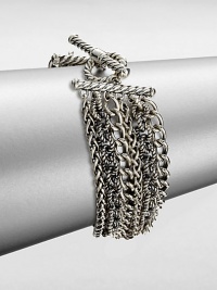 From the Chain Collection. A multi-row design featuring sterling silver link chains in various forms. Sterling silverLength, about 7.5Toggle closureImported 