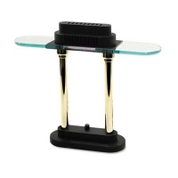 LEDU CORPORATION Halogen Desk Lamp, 15-Inch, Black/Brass Poles LEDU CORPORATION Halogen Desk Lamp, 15-Inch, Black/Brass Poles