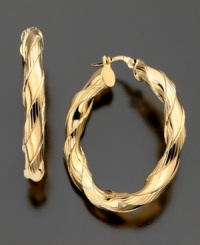 Fabulous textured twists make these 14k gold earrings a fashionable success. Approximate diameter: 1 inch. Fabulous textured twists make these 14k gold earrings a fashionable success. Approximate diameter: 1 inch.