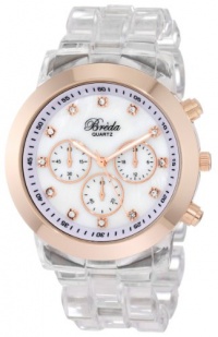 Breda Women's 2307-Clear/RG Brooke Oversized Bezel Mother-Of-Pearl Dial Rhinestone Hour Markers Plastic Band Watch Breda Women's 2307-Clear/RG Brooke Oversized Bezel Mother-Of-Pearl Dial Rhinestone Hour Markers Plastic Band Watch