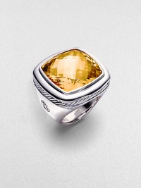 From the Albion Collection. Radiantly faceted citrine glows within a smooth setting and band of sterling silver with rich rope-textured detailing. Citrine Sterling silver About 1 square Imported From the Albion Collection. Radiantly faceted citrine glows within a smooth setting and band of sterling silver with rich rope-textured detailing. Citrine Sterling silver About 1 square Imported