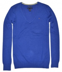 Tommy Hilfiger Women V-neck Logo Pima Cotton Sweater Pullover Tommy Hilfiger Women V-neck Logo Pima Cotton Sweater Pullover