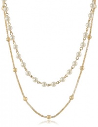 Anne Klein Gold-Tone Mesh and Pearl Double Strand Necklace, 42 Anne Klein Gold-Tone Mesh and Pearl Double Strand Necklace, 42
