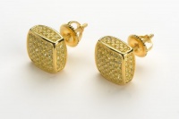 Sterling Silver Micro Pave Square Cube Earring with Screw Backs Sterling Silver Micro Pave Square Cube Earring with Screw Backs
