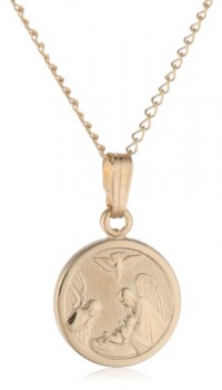 Children's 14k Gold Filled Round Guardian Angel Pendant Necklace, 13 Children's 14k Gold Filled Round Guardian Angel Pendant Necklace, 13