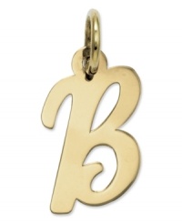 The perfect gift for Beatrice. This polished B initial charm features a pretty, small script design in 14k gold. Chain not included. Approximate length: 7/10 inch. Approximate width: 3/10 inch. The perfect gift for Beatrice. This polished B initial charm features a pretty, small script design in 14k gold. Chain not included. Approximate length: 7/10 inch. Approximate width: 3/10 inch.