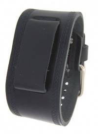 Nemesis #HST-K Unisex Black Wide Leather Cuff Wrist Watch Band Nemesis #HST-K Unisex Black Wide Leather Cuff Wrist Watch Band