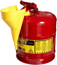 Justrite 7150110 Type I Galvanized Steel Safety Can with Funnel, 5 Gallons Capacity, Red Justrite 7150110 Type I Galvanized Steel Safety Can with Funnel, 5 Gallons Capacity, Red