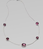 From the Contempo Collection. Cushion-cut doublets of pink corundum and mother-of-pearl are gracefully spaced along a delicate sterling silver chain. Pink corundumMother-of-pearlSterling silverLength, about 17Lobster claspImported